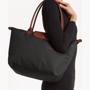 Longchamp Black and Brown Shoulder Bag